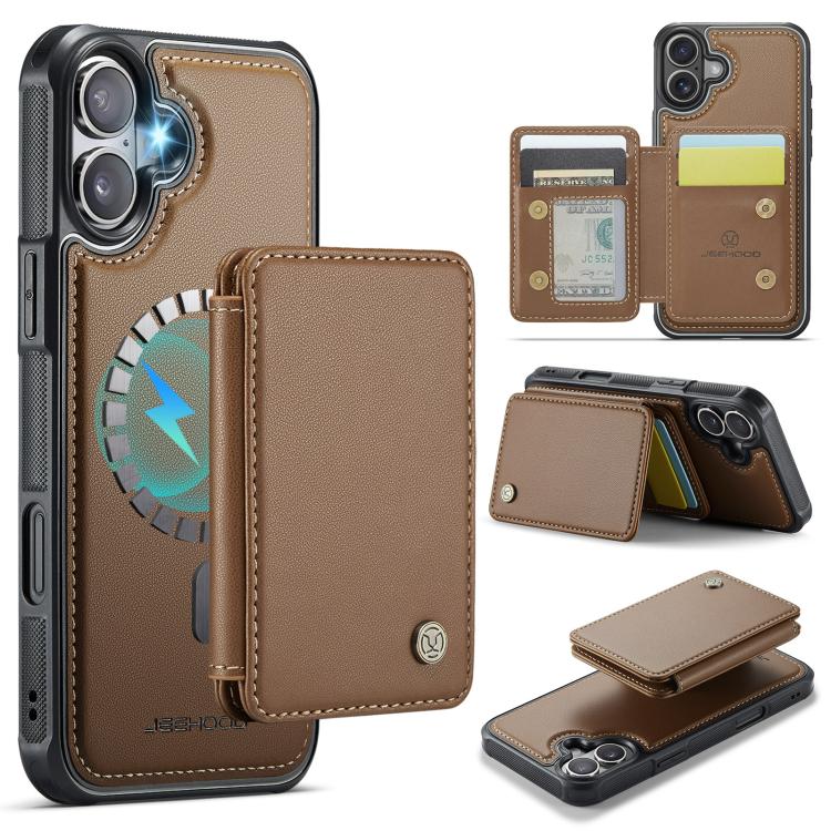 JEEHOOD J05 Business Magnetic Style RFID Leather Phone Case, For iPhone 17 Pro, For iPhone 17, For iPhone Air, For iPhone 16 Pro Max