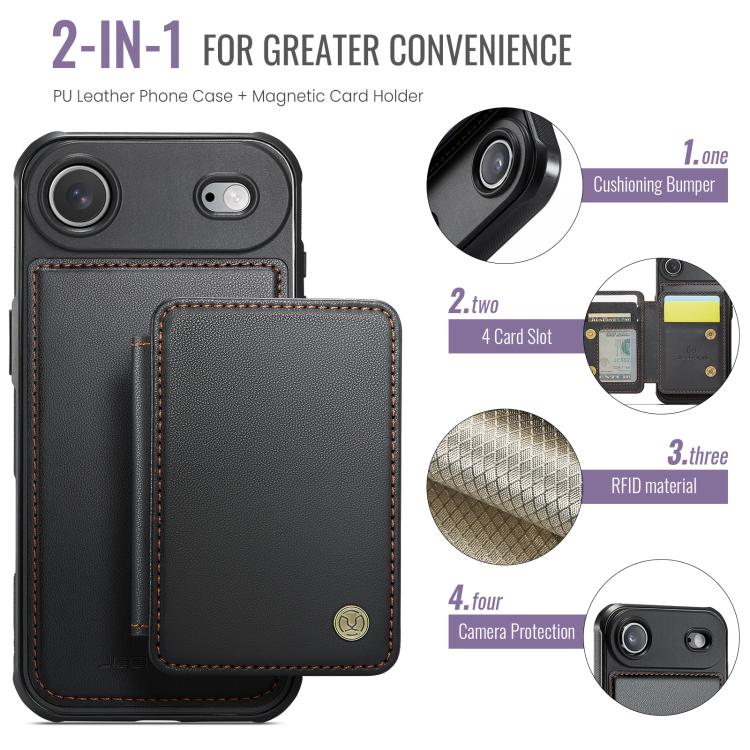 JEEHOOD J05 Business Magnetic Style RFID Leather Phone Case, For iPhone Air, For iPhone 16 Pro Max, For iPhone 16 Pro, For iPhone 16 Plus