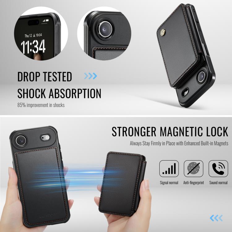 JEEHOOD J05 Business Magnetic Style RFID Leather Phone Case, For iPhone Air, For iPhone 16 Pro Max, For iPhone 16 Pro, For iPhone 16 Plus