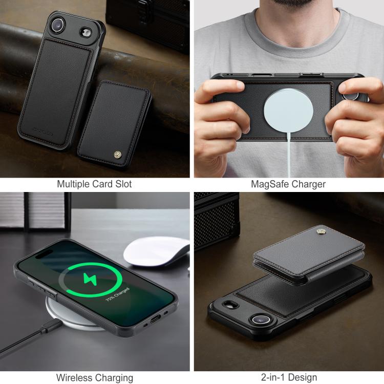 JEEHOOD J05 Business Magnetic Style RFID Leather Phone Case, For iPhone Air, For iPhone 16 Pro Max, For iPhone 16 Pro, For iPhone 16 Plus