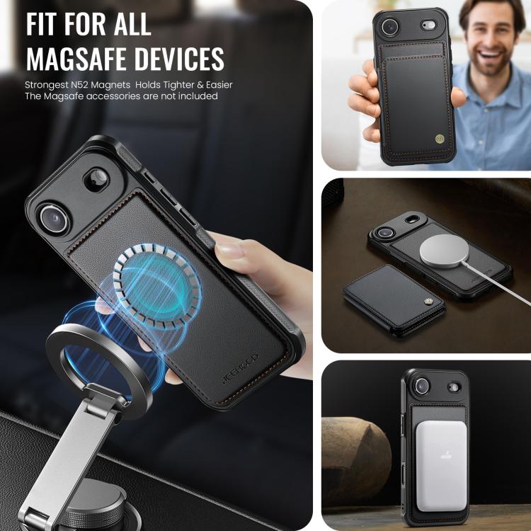 JEEHOOD J05 Business Magnetic Style RFID Leather Phone Case, For iPhone Air, For iPhone 16 Pro Max, For iPhone 16 Pro, For iPhone 16 Plus