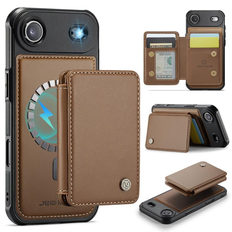 JEEHOOD J05 Business Magnetic Style RFID Leather Phone Case, For iPhone 17 Pro, For iPhone 17, For iPhone Air, For iPhone 16 Pro Max