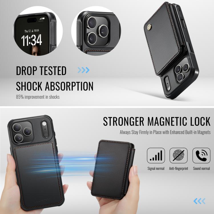 JEEHOOD J05 Business Magnetic Style RFID Leather Phone Case, For iPhone 18 Pro, For iPhone 18 Pro Max, For iPhone 17e / 16e, For iPhone 17 Pro Max
