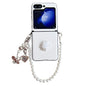 Leather Texture 3D Rose Side Buckle Full Coverage Shockproof Phone Case with Pearl Bracelet