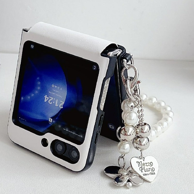 Leather Texture 3D Rose Side Buckle Full Coverage Shockproof Phone Case with Pearl Bracelet