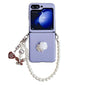 Leather Texture 3D Rose Side Buckle Full Coverage Shockproof Phone Case with Pearl Bracelet