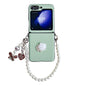 Leather Texture 3D Rose Side Buckle Full Coverage Shockproof Phone Case with Pearl Bracelet