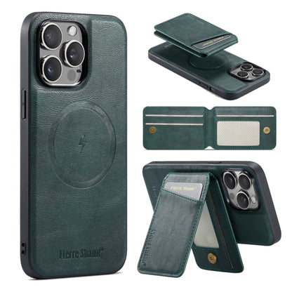 Fierre Shann Cowhide Vertical Flip Magnetic Card Holder Phone Case, For iPhone 16, For iPhone 15 Pro Max, For iPhone 15 Pro, For iPhone 14 Pro