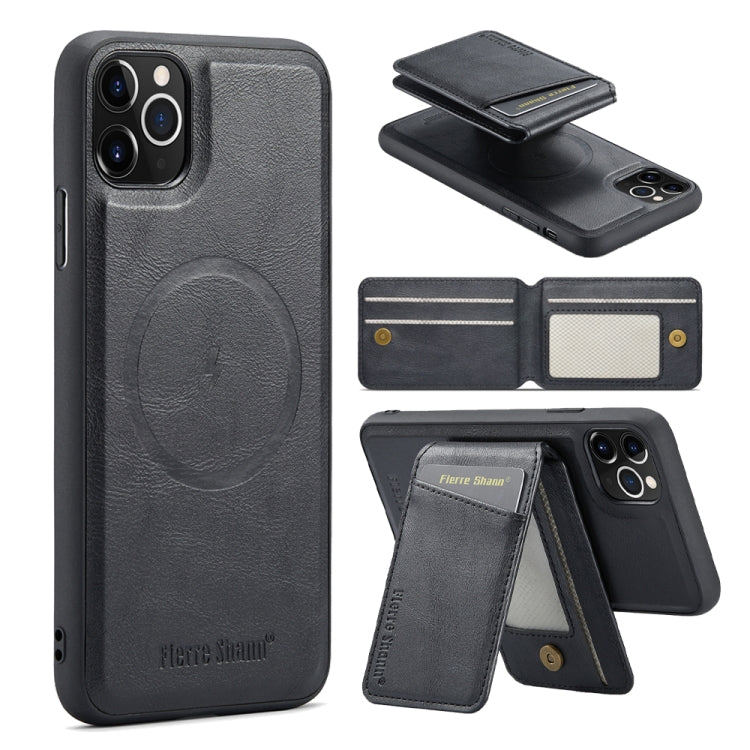 Fierre Shann Cowhide Vertical Flip Magnetic Card Holder Phone Case