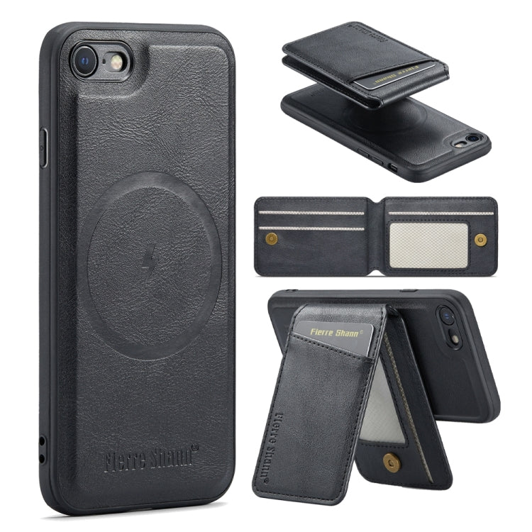 Fierre Shann Cowhide Vertical Flip Magnetic Card Holder Phone Case