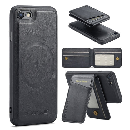 Fierre Shann Cowhide Vertical Flip Magnetic Card Holder Phone Case