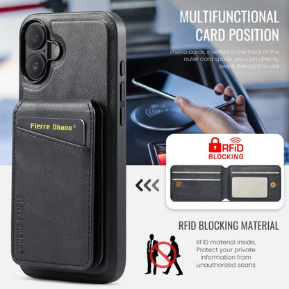 Fierre Shann Cowhide Vertical Flip Magnetic Card Holder Phone Case, For iPhone 16, For iPhone 15 Pro Max, For iPhone 15 Pro, For iPhone 14 Pro