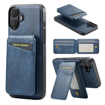 Fierre Shann Cowhide Vertical Flip Magnetic Card Holder Phone Case, For iPhone 16, For iPhone 15 Pro Max, For iPhone 15 Pro, For iPhone 14 Pro