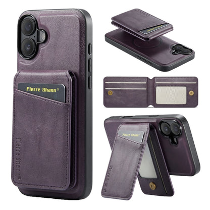 Fierre Shann Cowhide Vertical Flip Magnetic Card Holder Phone Case, For iPhone 16, For iPhone 15 Pro Max, For iPhone 15 Pro, For iPhone 14 Pro