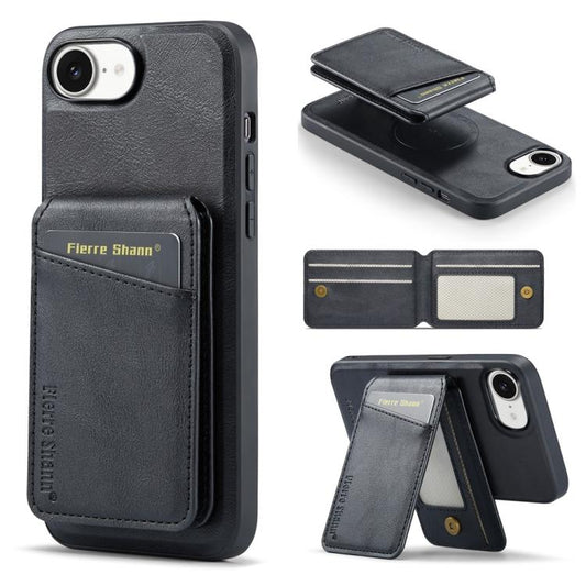 Fierre Shann Cowhide Vertical Flip Magnetic Card Holder Phone Case, For iPhone 17e / 16e, For iPhone 17 Pro Max, For iPhone 17 Pro, For iPhone 17