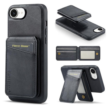 Fierre Shann Cowhide Vertical Flip Magnetic Card Holder Phone Case, For iPhone 18 Pro / 17 Pro, For iPhone 18 Pro Max / 17 Pro Max, For iPhone 17e / 16e, For iPhone 17
