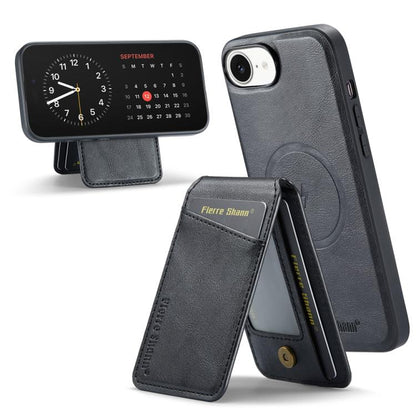 Fierre Shann Cowhide Vertical Flip Magnetic Card Holder Phone Case, For iPhone 17e / 16e, For iPhone 17 Pro Max, For iPhone 17 Pro, For iPhone 17