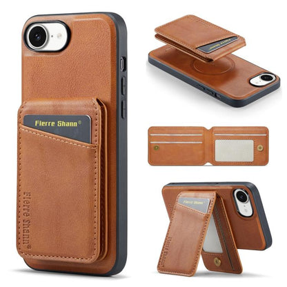 Fierre Shann Cowhide Vertical Flip Magnetic Card Holder Phone Case, For iPhone 18 Pro / 17 Pro, For iPhone 18 Pro Max / 17 Pro Max, For iPhone 17e / 16e, For iPhone 17
