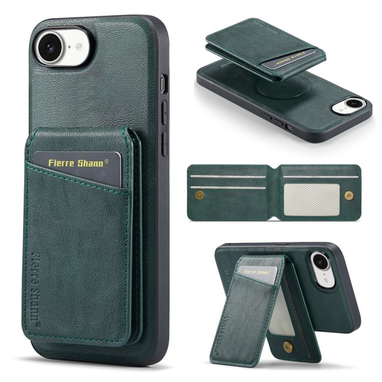 Fierre Shann Cowhide Vertical Flip Magnetic Card Holder Phone Case, For iPhone 18 Pro / 17 Pro, For iPhone 18 Pro Max / 17 Pro Max, For iPhone 17e / 16e, For iPhone 17