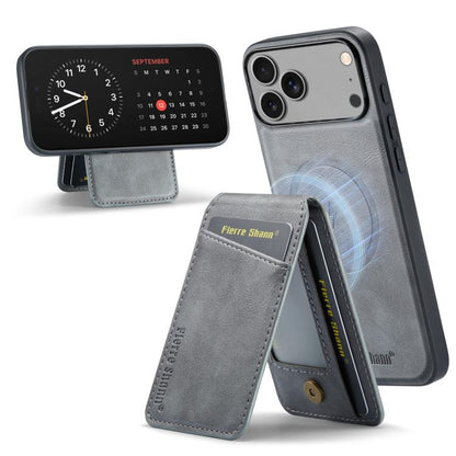 Fierre Shann Cowhide Vertical Flip Magnetic Card Holder Phone Case, For iPhone 18 Pro / 17 Pro, For iPhone 18 Pro Max / 17 Pro Max, For iPhone 17e / 16e, For iPhone 17