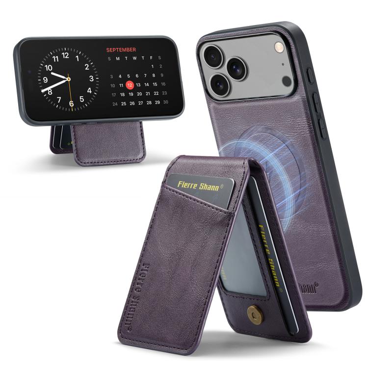 Fierre Shann Cowhide Vertical Flip Magnetic Card Holder Phone Case, For iPhone 18 Pro / 17 Pro, For iPhone 18 Pro Max / 17 Pro Max, For iPhone 17e / 16e, For iPhone 17