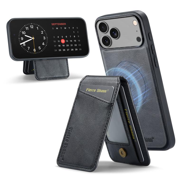 Fierre Shann Cowhide Vertical Flip Magnetic Card Holder Phone Case, For iPhone 18 Pro / 17 Pro, For iPhone 18 Pro Max / 17 Pro Max, For iPhone 17e / 16e, For iPhone 17
