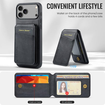 Fierre Shann Cowhide Vertical Flip Magnetic Card Holder Phone Case, For iPhone 18 Pro / 17 Pro, For iPhone 18 Pro Max / 17 Pro Max, For iPhone 17e / 16e, For iPhone 17