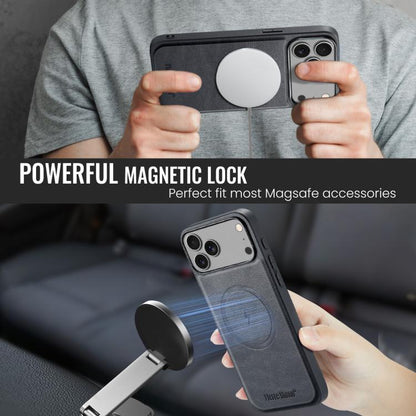 Fierre Shann Cowhide Vertical Flip Magnetic Card Holder Phone Case, For iPhone 18 Pro / 17 Pro, For iPhone 18 Pro Max / 17 Pro Max, For iPhone 17e / 16e, For iPhone 17