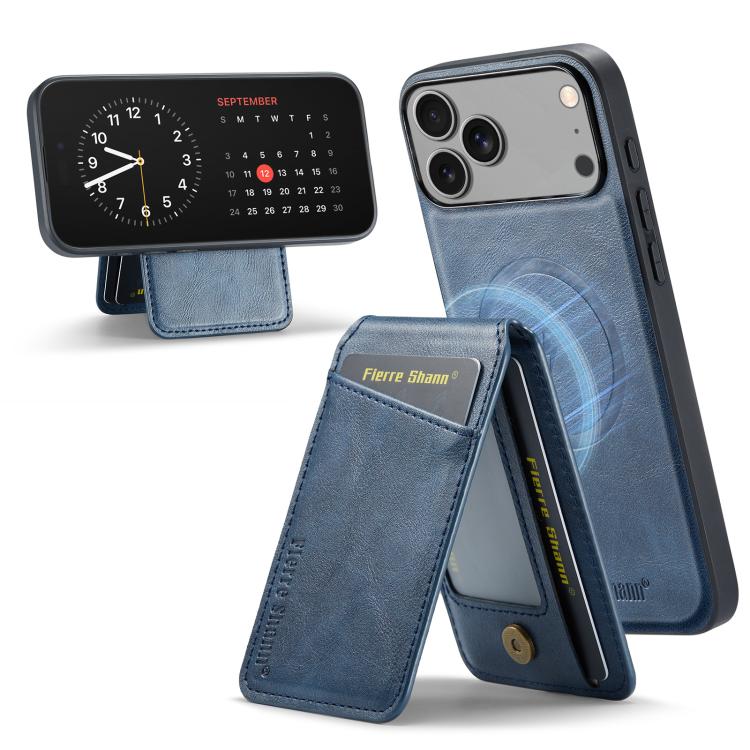 Fierre Shann Cowhide Vertical Flip Magnetic Card Holder Phone Case, For iPhone 18 Pro / 17 Pro, For iPhone 18 Pro Max / 17 Pro Max, For iPhone 17e / 16e, For iPhone 17
