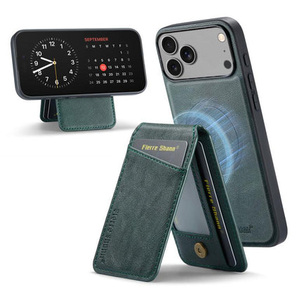 Fierre Shann Cowhide Vertical Flip Magnetic Card Holder Phone Case, For iPhone 18 Pro / 17 Pro, For iPhone 18 Pro Max / 17 Pro Max, For iPhone 17e / 16e, For iPhone 17