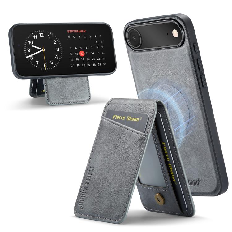 Fierre Shann Cowhide Vertical Flip Magnetic Card Holder Phone Case, For iPhone Air, For iPhone 16 Pro Max, For iPhone 16 Pro, For iPhone 16 Plus