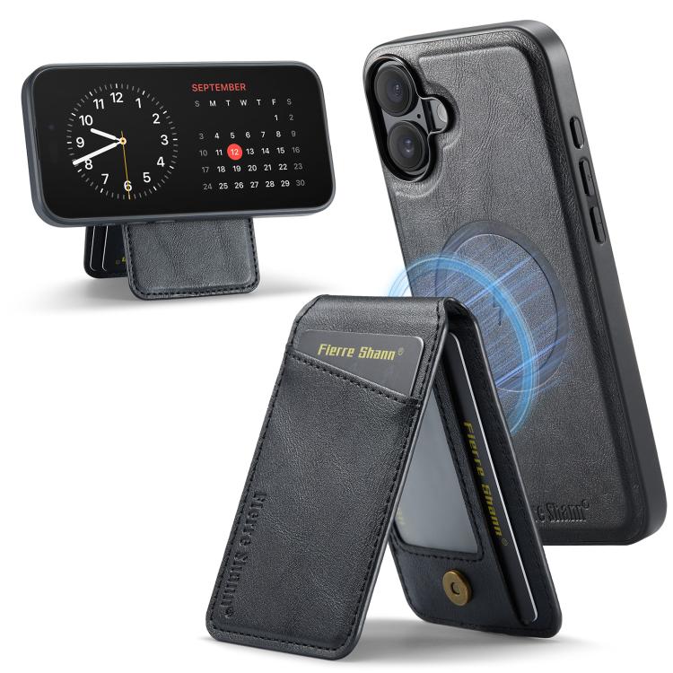 Fierre Shann Cowhide Vertical Flip Magnetic Card Holder Phone Case, For iPhone 18 Pro / 17 Pro, For iPhone 18 Pro Max / 17 Pro Max, For iPhone 17e / 16e, For iPhone 17