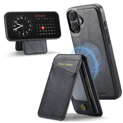 Fierre Shann Cowhide Vertical Flip Magnetic Card Holder Phone Case, For iPhone 18 Pro / 17 Pro, For iPhone 18 Pro Max / 17 Pro Max, For iPhone 17e / 16e, For iPhone 17