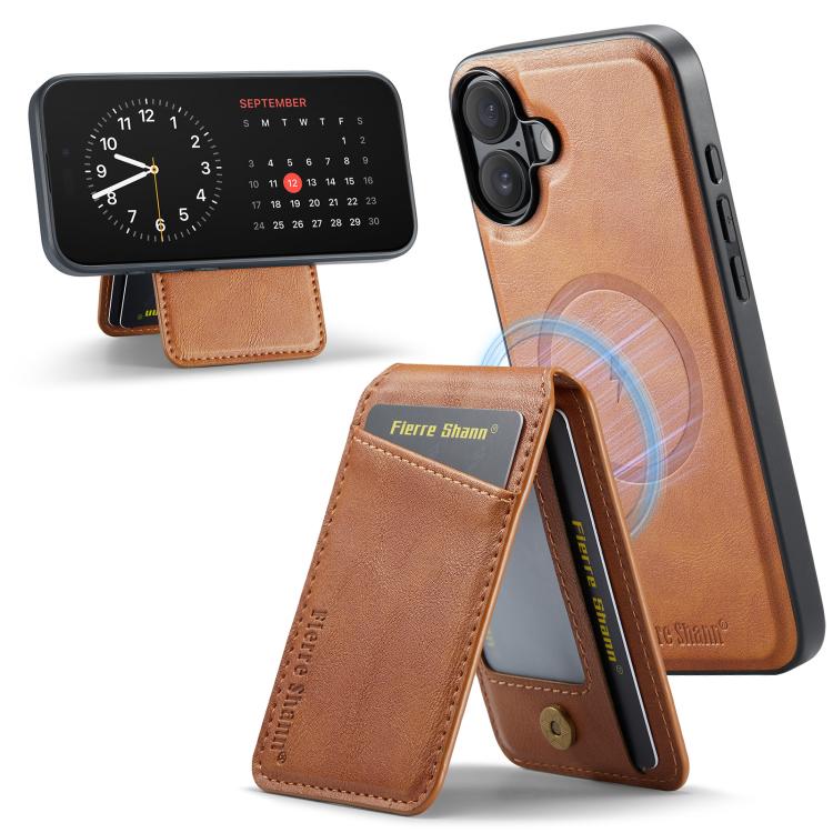 Fierre Shann Cowhide Vertical Flip Magnetic Card Holder Phone Case, For iPhone 18 Pro / 17 Pro, For iPhone 18 Pro Max / 17 Pro Max, For iPhone 17e / 16e, For iPhone 17