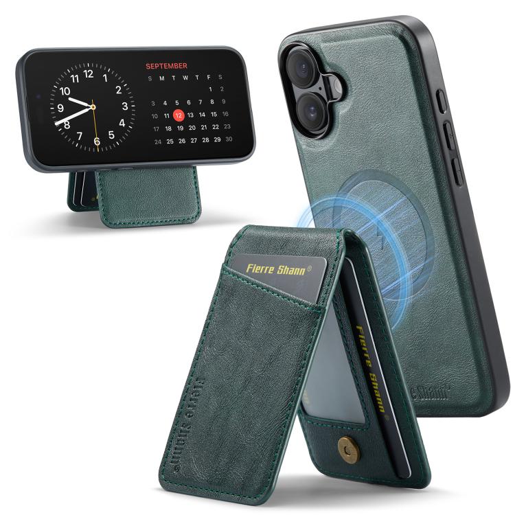Fierre Shann Cowhide Vertical Flip Magnetic Card Holder Phone Case, For iPhone 17e / 16e, For iPhone 17 Pro Max, For iPhone 17 Pro, For iPhone 17