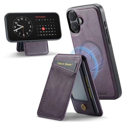 Fierre Shann Cowhide Vertical Flip Magnetic Card Holder Phone Case, For iPhone 17e / 16e, For iPhone 17 Pro Max, For iPhone 17 Pro, For iPhone 17