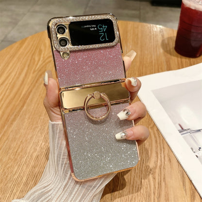 Electroplated PC Starry Sky Glitter Shockproof Phone Case with Ring