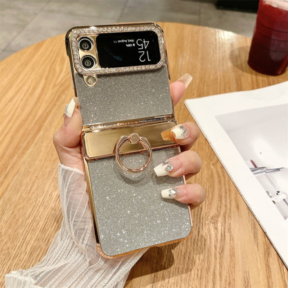 Electroplated PC Starry Sky Glitter Shockproof Phone Case with Ring