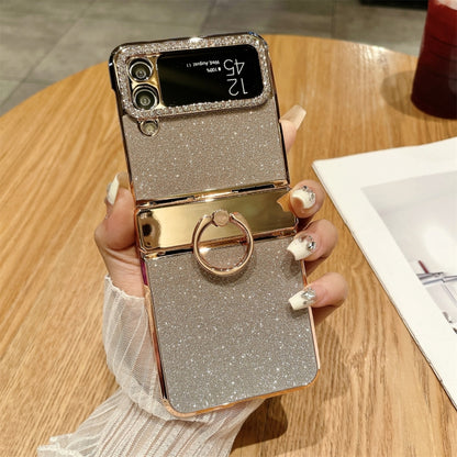 Electroplated PC Starry Sky Glitter Shockproof Phone Case with Ring