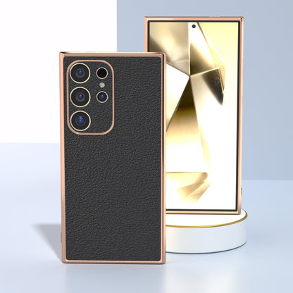 Nano Plating Genuine Leather Wave Series Phone Case, For Samsung Galaxy S24 Ultra 5G, For Samsung Galaxy S24+ 5G, For Samsung Galaxy S24 5G