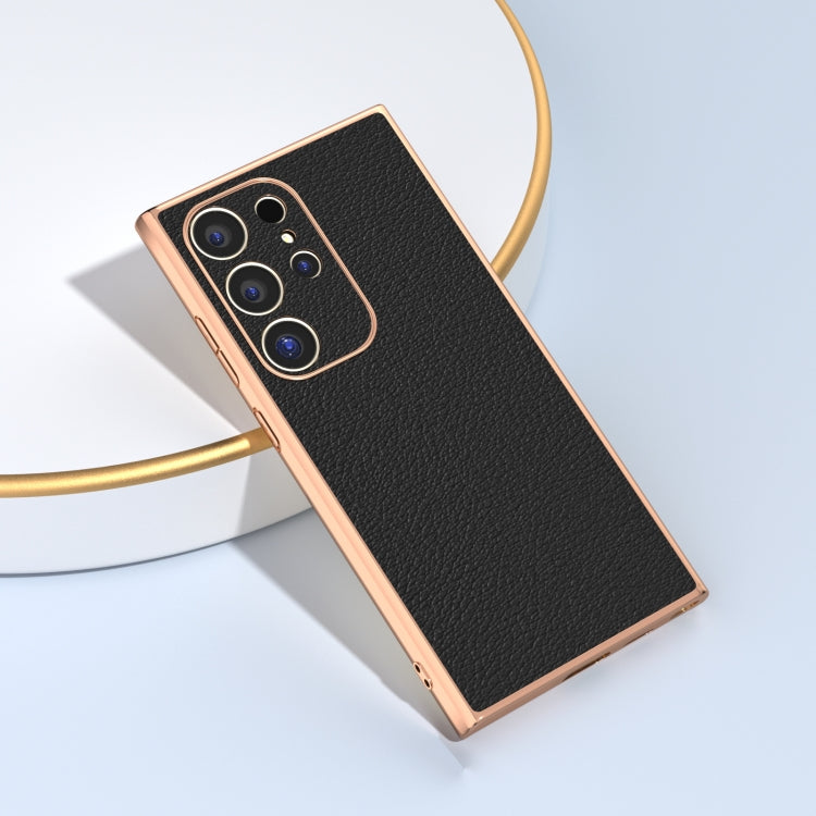 Nano Plating Genuine Leather Wave Series Phone Case, For Samsung Galaxy S24 Ultra 5G, For Samsung Galaxy S24+ 5G, For Samsung Galaxy S24 5G