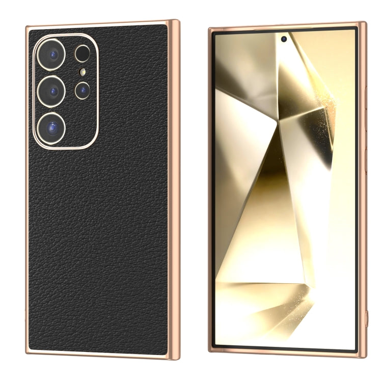 Nano Plating Genuine Leather Wave Series Phone Case, For Samsung Galaxy S24 Ultra 5G, For Samsung Galaxy S24+ 5G, For Samsung Galaxy S24 5G