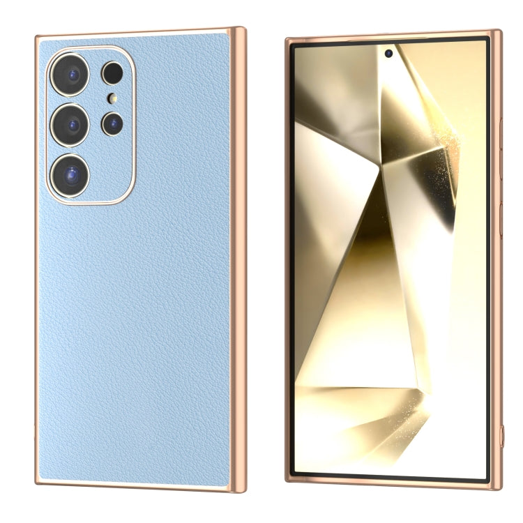 Nano Plating Genuine Leather Wave Series Phone Case, For Samsung Galaxy S24 Ultra 5G, For Samsung Galaxy S24+ 5G, For Samsung Galaxy S24 5G