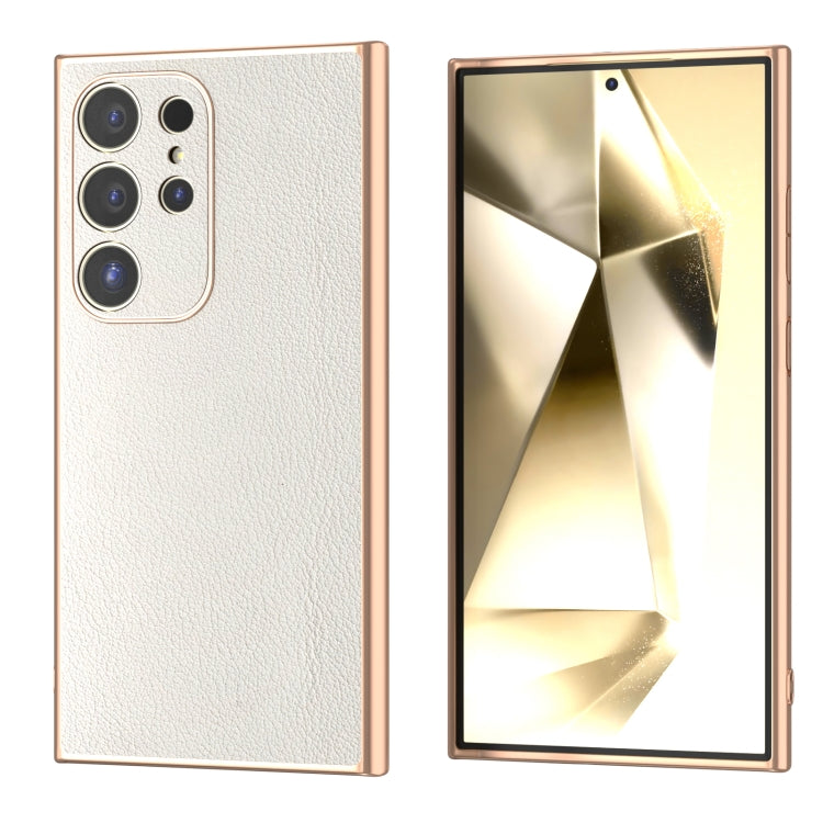 Nano Plating Genuine Leather Wave Series Phone Case, For Samsung Galaxy S24 Ultra 5G, For Samsung Galaxy S24+ 5G, For Samsung Galaxy S24 5G