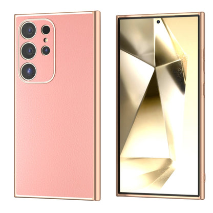 Nano Plating Genuine Leather Wave Series Phone Case, For Samsung Galaxy S24 Ultra 5G, For Samsung Galaxy S24+ 5G, For Samsung Galaxy S24 5G