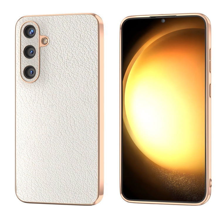 Nano Plating Genuine Leather Wave Series Phone Case, For Samsung Galaxy S24 Ultra 5G, For Samsung Galaxy S24+ 5G, For Samsung Galaxy S24 5G