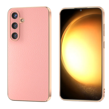 Nano Plating Genuine Leather Wave Series Phone Case, For Samsung Galaxy S24 Ultra 5G, For Samsung Galaxy S24+ 5G, For Samsung Galaxy S24 5G