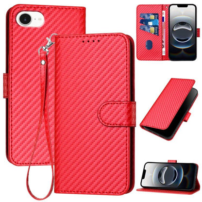 YX0070 Carbon Fiber Buckle Leather Phone Case with Lanyard, For iPhone Air, iPhone 16e, For iPhone 16 Pro Max