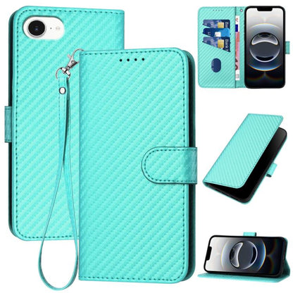 YX0070 Carbon Fiber Buckle Leather Phone Case with Lanyard, For iPhone Air, iPhone 16e, For iPhone 16 Pro Max