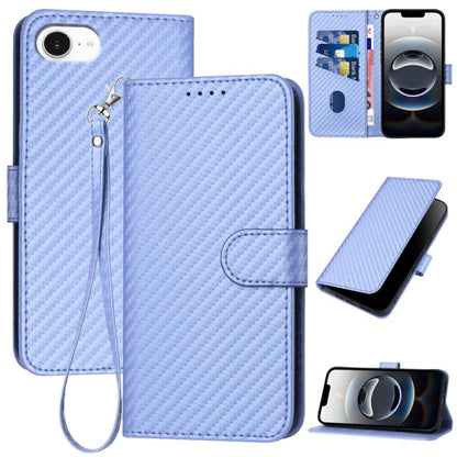 YX0070 Carbon Fiber Buckle Leather Phone Case with Lanyard, For iPhone Air, iPhone 16e, For iPhone 16 Pro Max